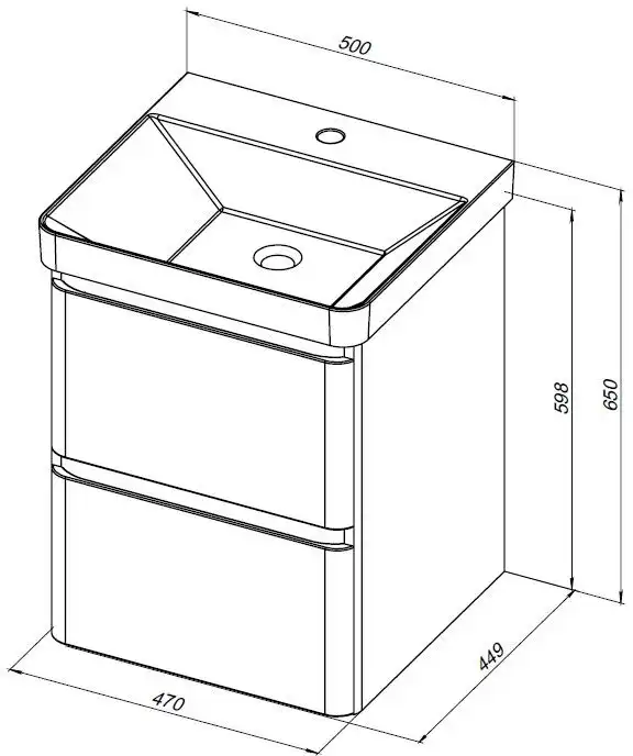 Тумба под раковину Aquanet Эмбер 50 белый матовый 330463 фото 2