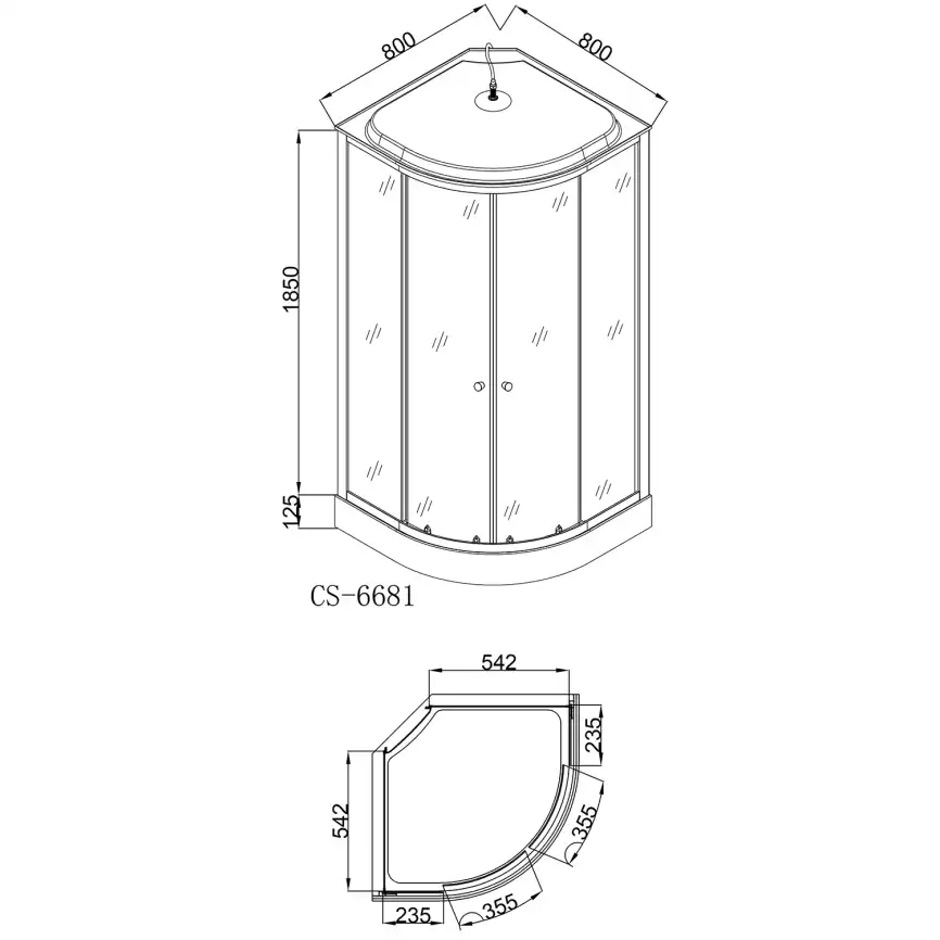 Душевая кабина Loranto 80х80 низкий поддон, матовое стекло, профиль Сатин, CS-6681F 80*80*215 фото 3