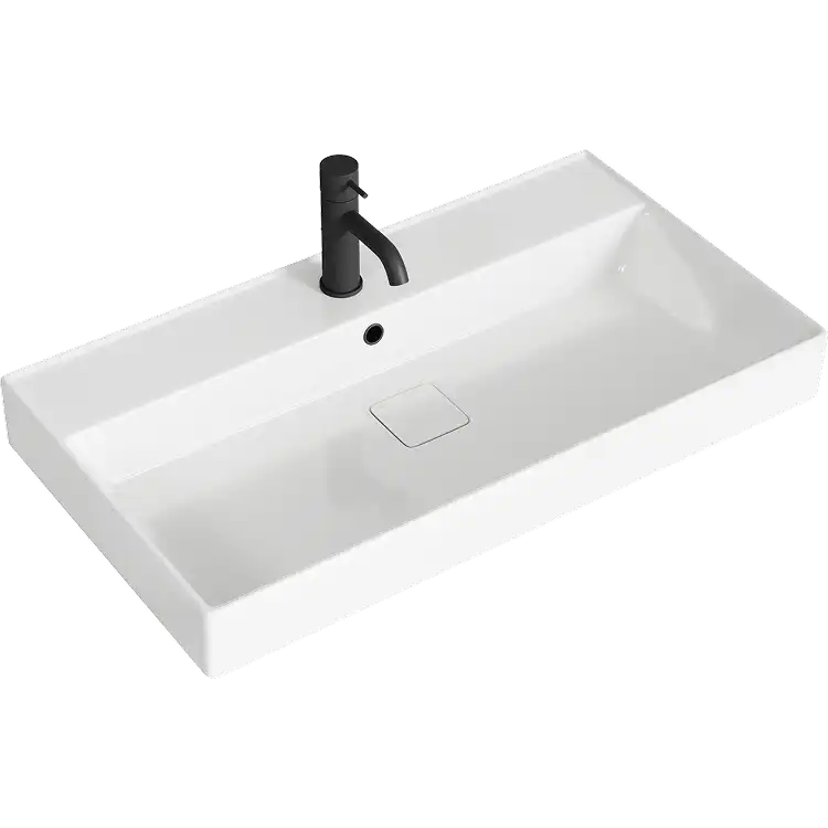 Тумба с раковиной подвесная Aqwella Geometria 80 GE01082MD, с двумя ящиками, цвет морская дюна фото 3