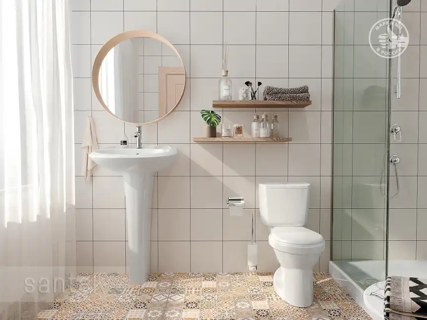 Унитаз-компакт Santek Бриз с диагональным выпуском, эконом- 1 реж., полипропилен, 1WH202569 фото 8