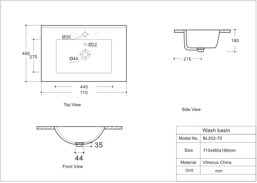 Раковина Aquanet Flow 70, белая, 347430 фото 2