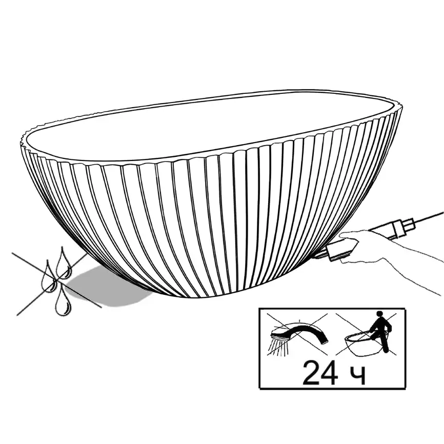 Ванна из литьевого мрамора  Aqua de Marco Sapphire 170х85х61 Solid Perfection 1170WSAPP_SOL, Белая матовая фото 10