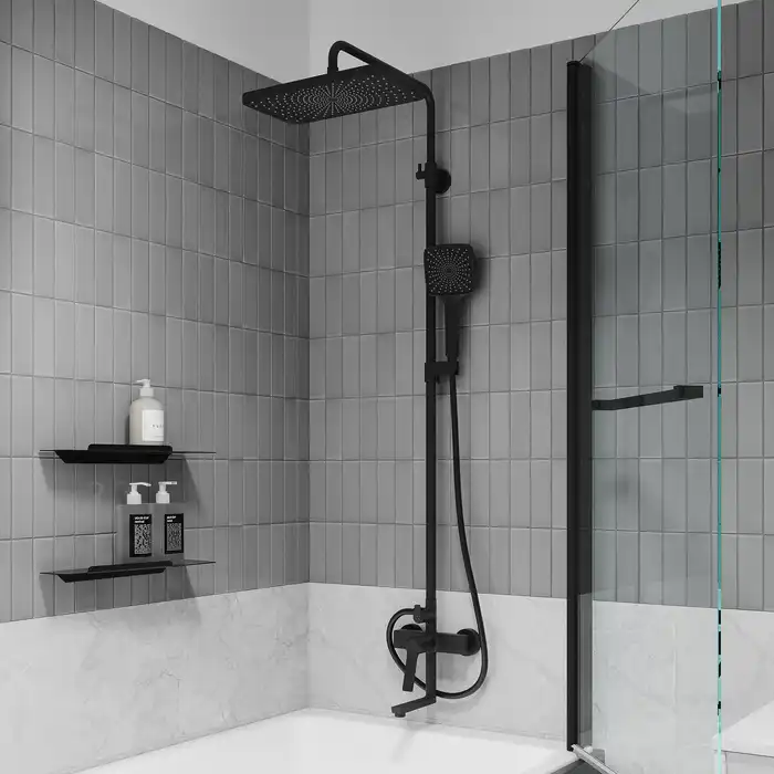 Душевая система IDDIS Parker PARBL3Fi06 для ванны с изливом цвет, Матовый черный фото 1