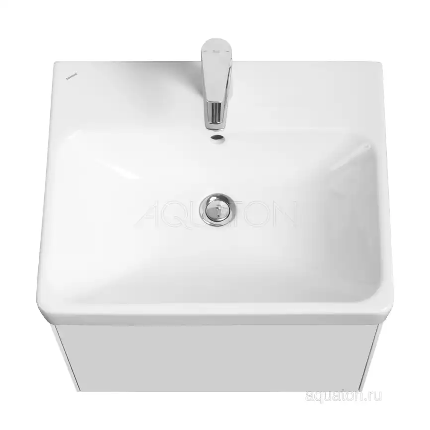 Тумба под раковину Aquaton Асти 55 1A263101AX2B0 подвесная цвет, белый глянец  / белый матовый фото 4