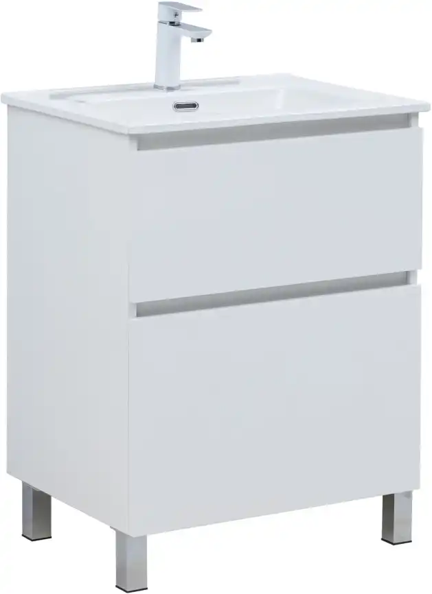 Тумба под раковину Aquanet Вега 60 напольная, белый глянец, 344121 фото 10