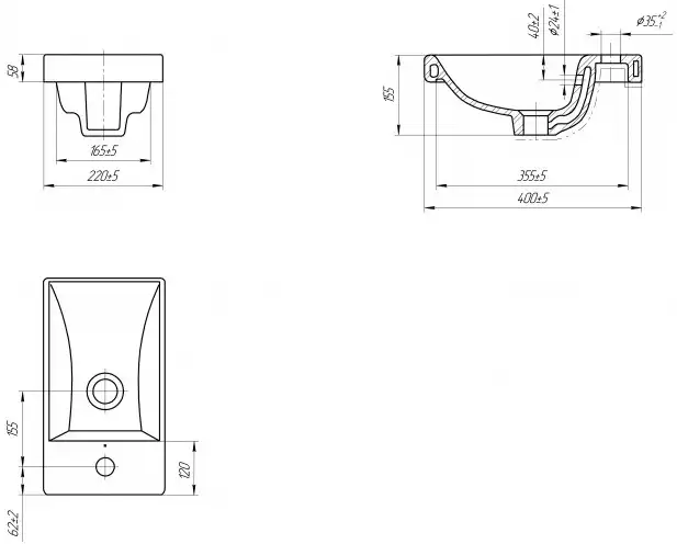 Раковина для тумбы Aquanet Moduo 40 S-UM-MOD40/1 фото 2