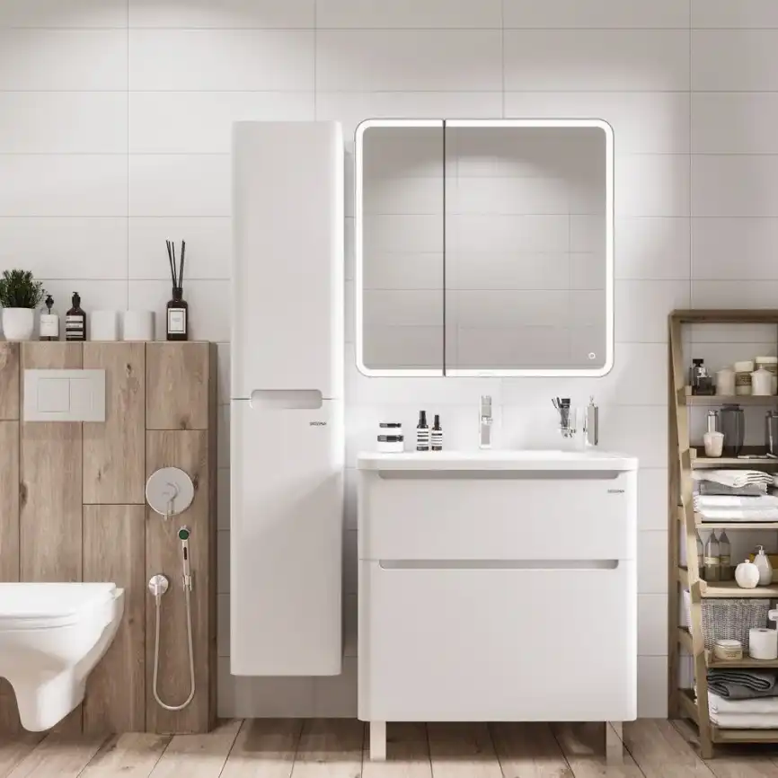 Тумба под раковину Grossman Адель 80 напольная, белая глянцевая (108007) фото 4