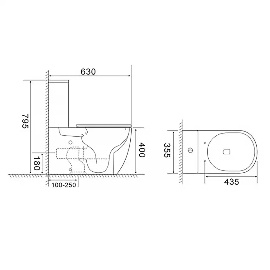 Унитаз-компакт Azario BONELLE AZ-1229A напольный, безободковый, слив 