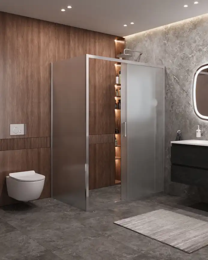 Душевой уголок CEZARES MOLVENO-AH-11-150/90-P-Cr стекло Матовое рифленая, профиль Хром фото 6