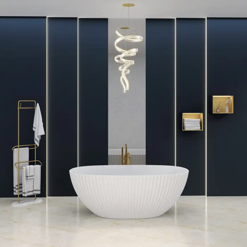 Ванна из литьевого мрамора  Aqua de Marco Sapphire 170х85х61 Solid Perfection 1170WSAPP_SOL, Белая матовая фото 2