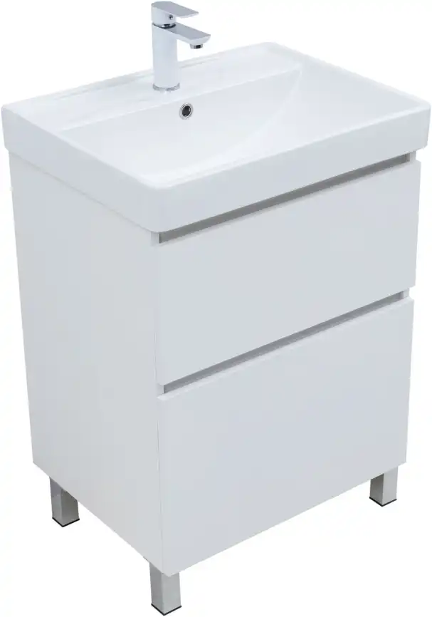 Тумба под раковину Aquanet Вега 60 напольная, белый глянец, 344121 фото 5