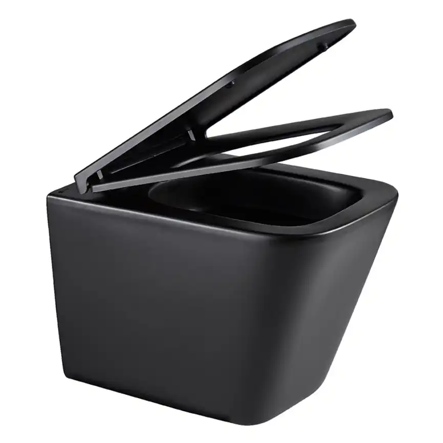 Подвесной унитаз Lemark FLOREX 9612002, безободковый с сиденьем микролифт, смыв вихревой Торнадо 3.0, чёрный матовый фото 2