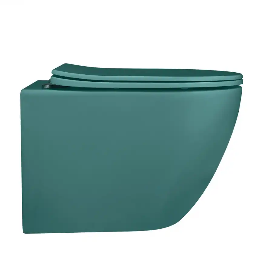 Подвесной унитаз ABBER Bequem AC1101MBG темно-зеленый матовый, безободковый, с сиденьем микролифт фото 5