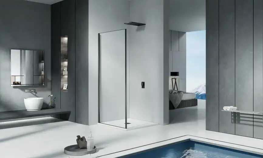 Боковая стенка Good Door COFE SP-90-C-B профиль Черный стекло прозрачное фото 1