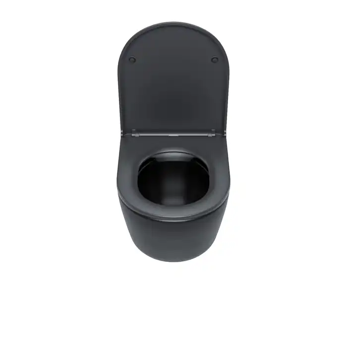 Унитаз подвесной IDDIS Blanco BLAR3BMi25 безободковый, с сиденьем микролифт Черный матовый фото 5