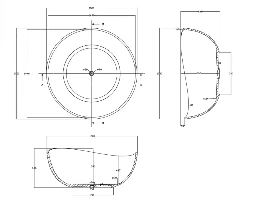 Прозрачная ванна ABBER Kristall AT9705Aquamarin 150х150 бирюзовая фото 5