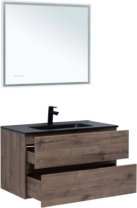 Тумба под раковину Aquanet Алвита New 90 2 ящика, дуб веллингтон табак 334187 фото 6