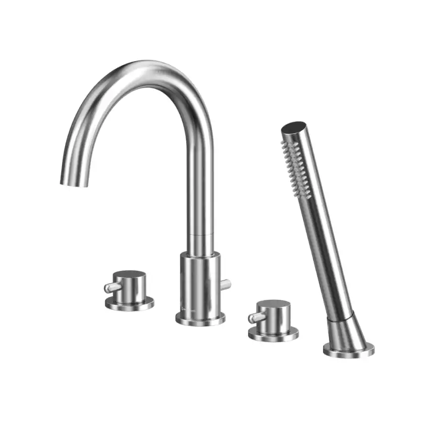 Смеситель на борт ванны Whitecross Y brushed nickel на 4 отверстия Никель брашированный, Y1232NIB фото 1