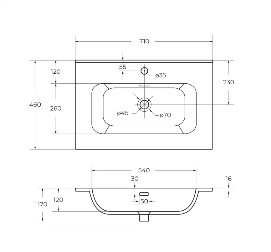 Керамическая раковина CEZARES CZR-8095-70 фото 6