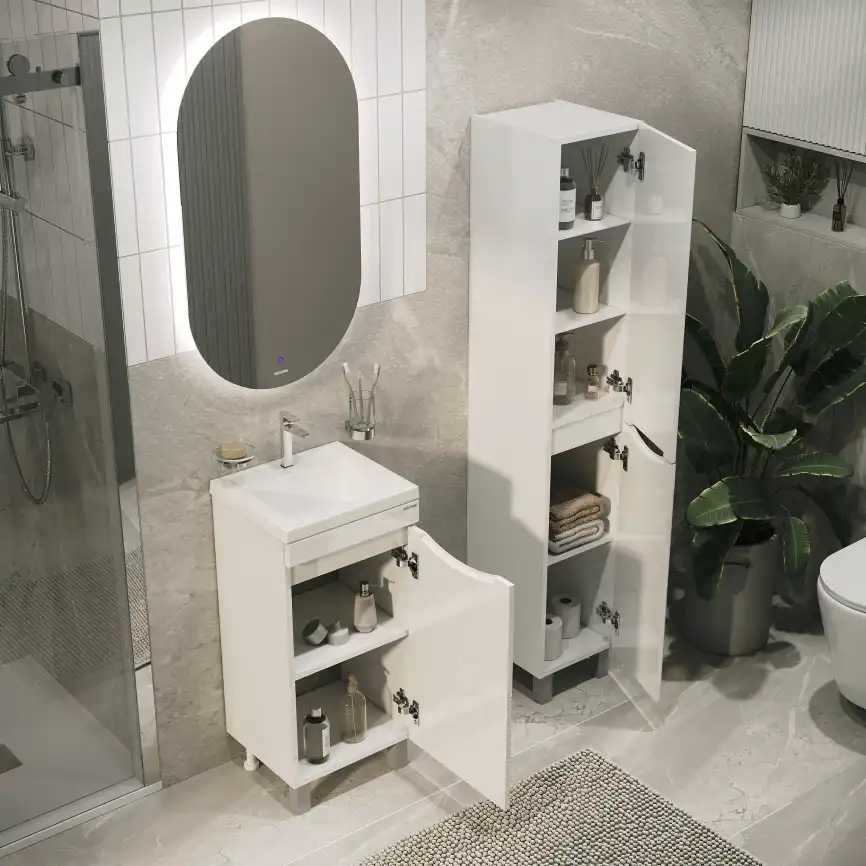 Тумба под раковину Grossman Виста 40 напольная, белая глянцевая (104062) фото 5