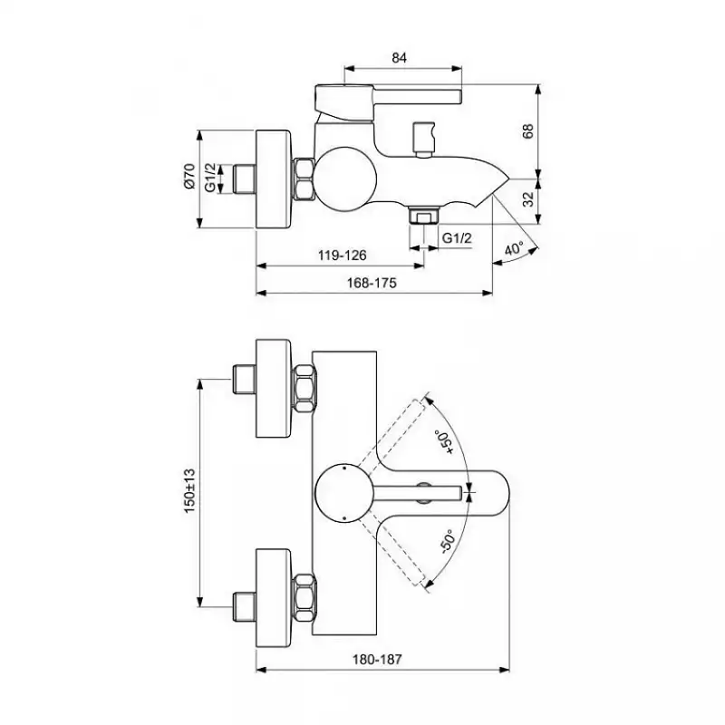 Смеситель для ванны Ideal Standard Cerafine BC199U5, однорычажный, с коротким изливом, Белый матовый фото 2