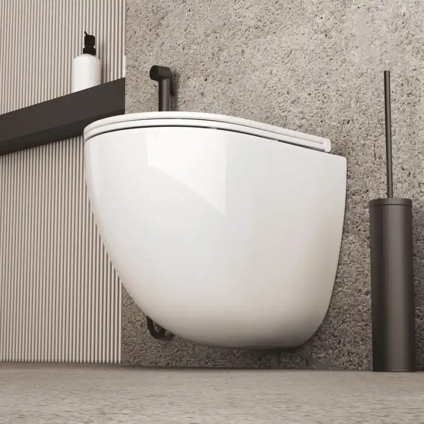 Подвесной унитаз Grossman GR-4455SQC безободковый, смыв торнадо, Белый глянцевый фото 6