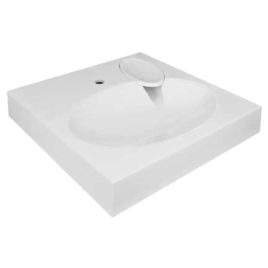 Раковина Azario Elegance NEW 60х60 CS00086606 над стиральной машиной, из литьевого мрамора, Белая фото 3