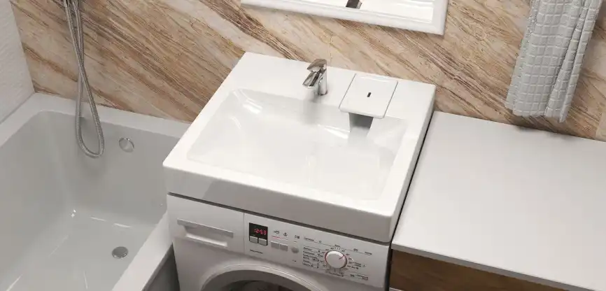 Раковина Azario SLIM 60х60 CS00086608 над стиральной машиной, из литьевого мрамора, Белая фото 5