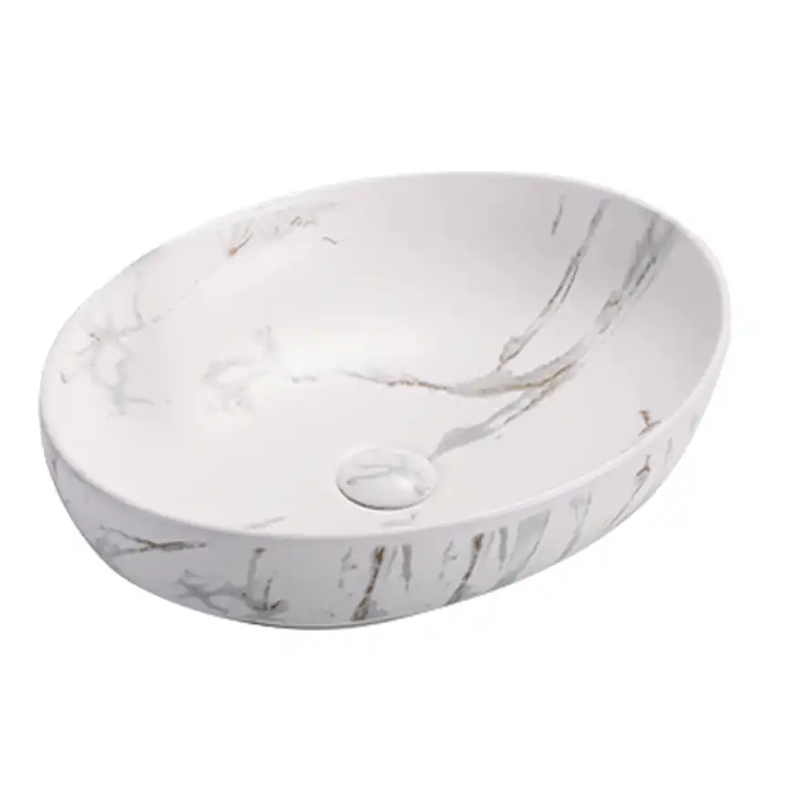 Раковина AVS Саманта 51x40 белый мрамор матовая с донным клапаном фото 4