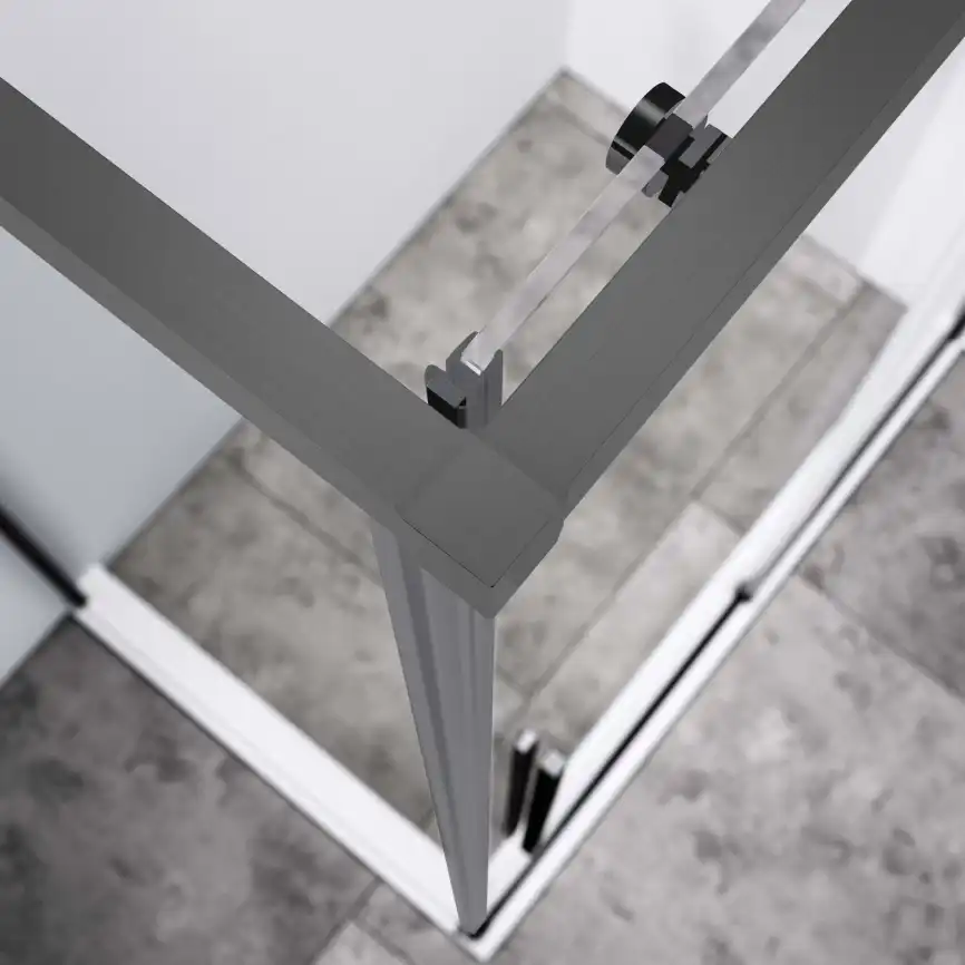 Душевой уголок Vincea Slim-N 140х90 VSR-4SN9014CLGM, дверь раздвижная, профиль вороненая сталь, стекло прозрачное фото 3