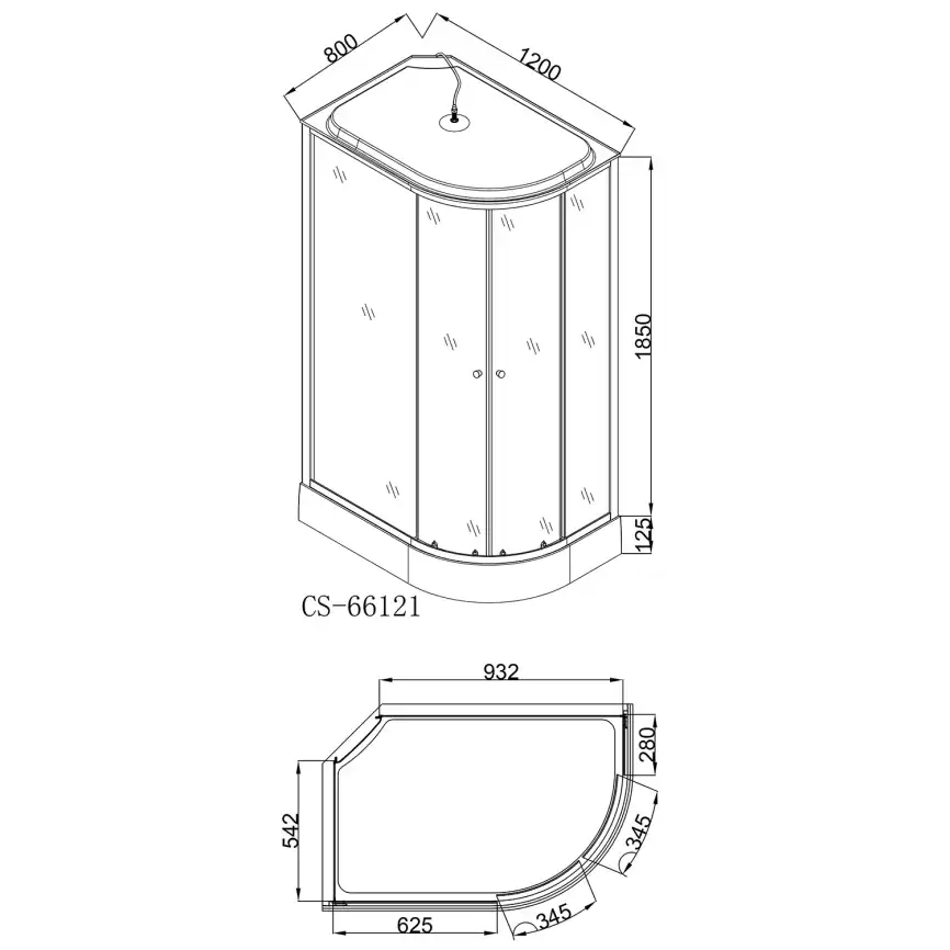 Душевая кабина Loranto 120х80 низкий поддон, матовое стекло, профиль Хром, CS-66121L F 120 фото 3