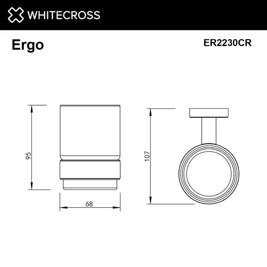 Стакан для щеток Whitecross ERGO chrome, ER2230CR, Хром фото 2