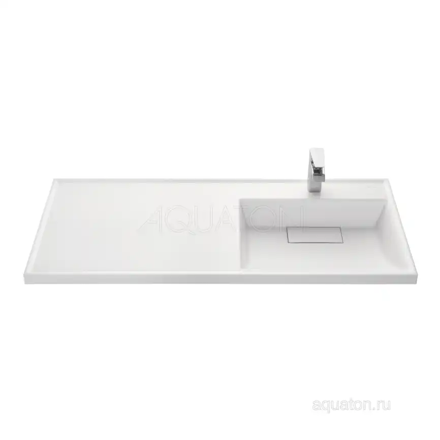 Раковина  Aquaton Лондри 120х50 R 1A72243KLH010 правая над стиральной машиной, из литьевого мрамора, Белая фото 2