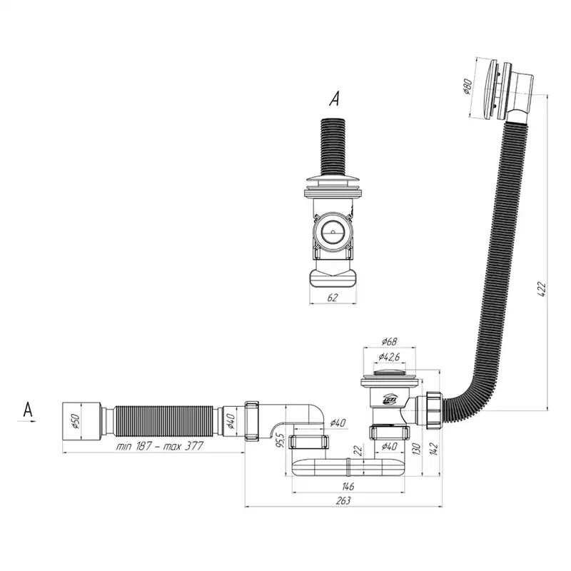 Слив-перелив АНИ Пласт EC055S для ванны 1/2 фото 2