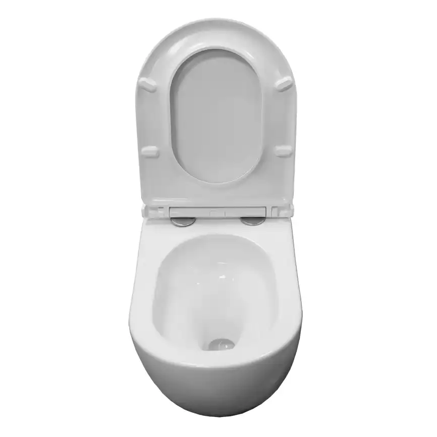 Подвесной унитаз Azario Etera AZ-118E-UQ3 безободковый, смыв Торнадо, в комплекте с сидением микролифт, Белый глянцевый фото 5