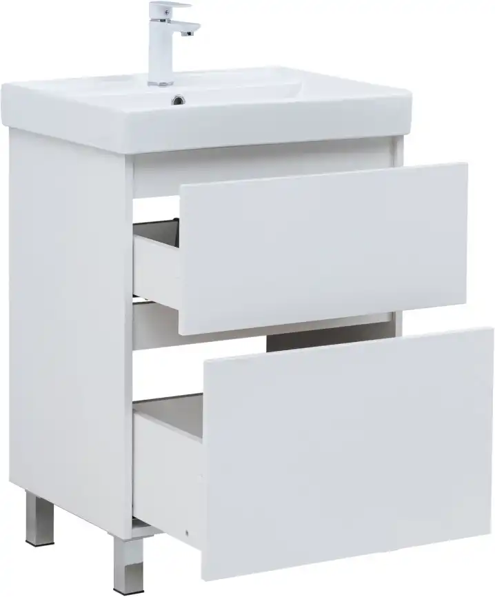 Тумба под раковину Aquanet Вега 60 напольная, белый глянец, 344121 фото 6