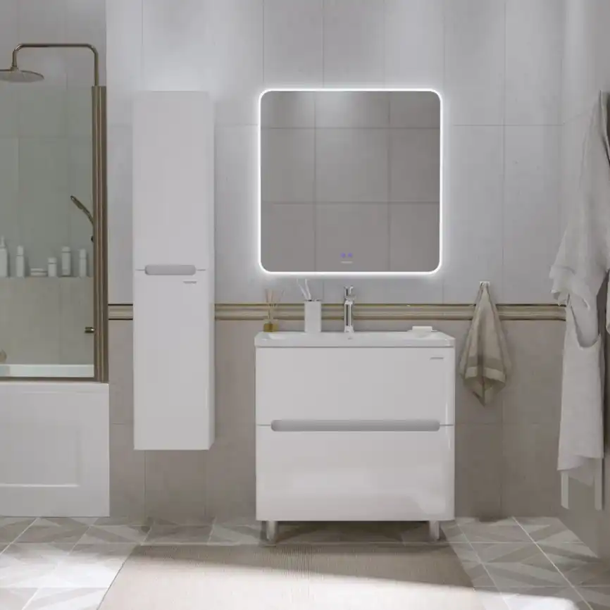 Тумба под раковину Grossman Адель-Норма 80 напольная, белая глянцевая (108023) фото 3