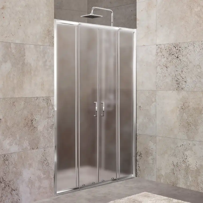 Душевая дверь BelBagno UNIQUE-BF-2-150/180-P-Cr стекло рифленное матовое, профиль Хром фото 1