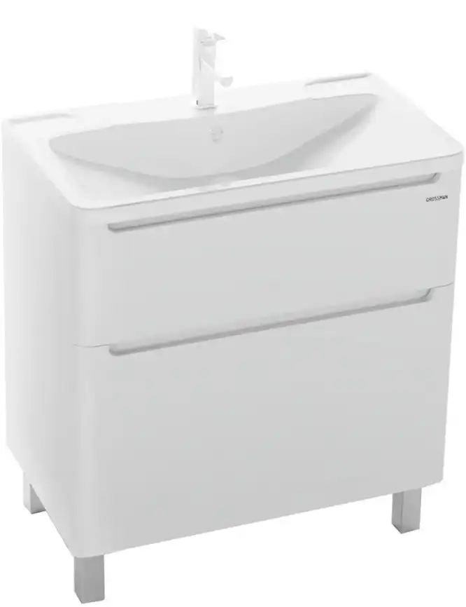 Тумба под раковину Grossman Адель 80 напольная, белая глянцевая (108007) фото 3