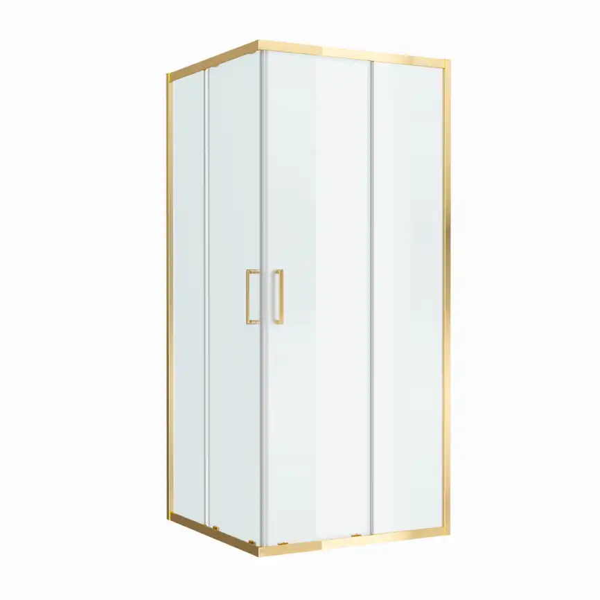 Душевой уголок BelBagno LUCE-A-2-90-P-ORO стекло рифленное матовое, профиль Золото глянцевое фото 6