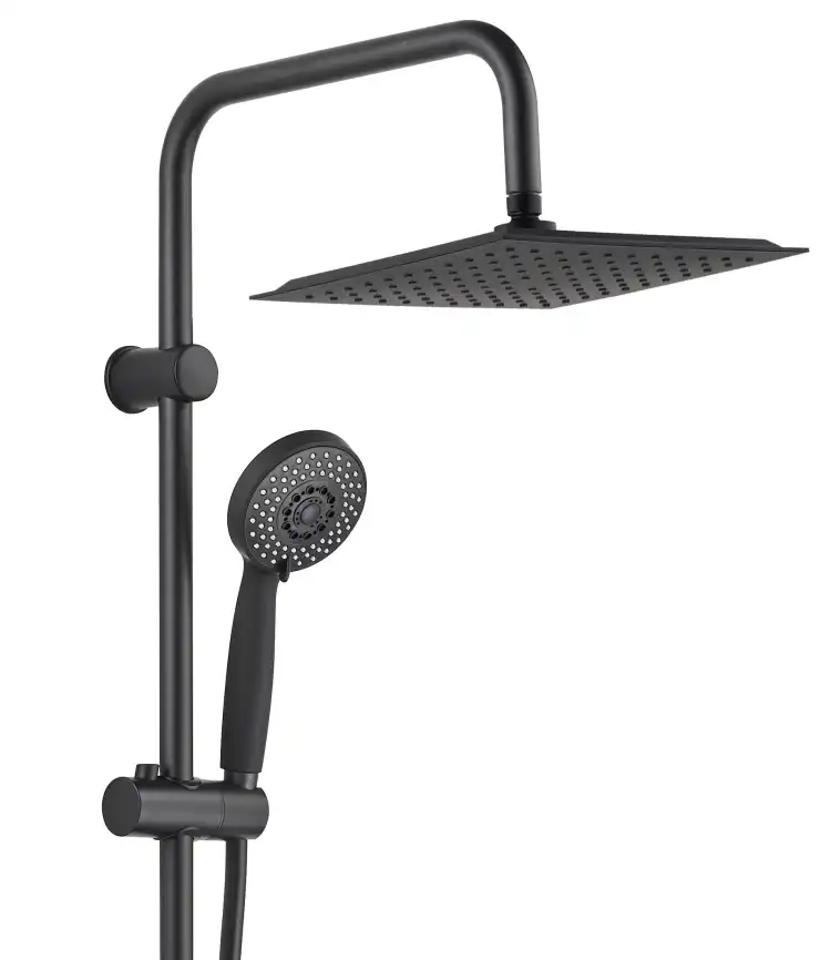 Душевая система Aquanet Passion AF300-70-S-B для ванны и душа без смесителя, с верхним и ручным душем, Черный матовый фото 3