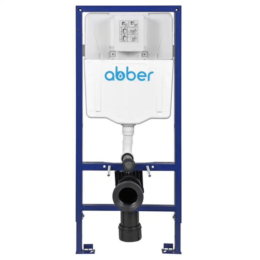 Комплект унитаза с инсталляцией ABBER Rechteck AC1201 белый и кнопкой AC0123 хром глянцевый фото 2