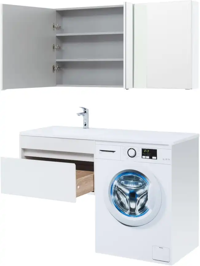 Тумба под раковину Aquanet Токио 130/68 белый (подвесная, 1 ящик) 236917 фото 10