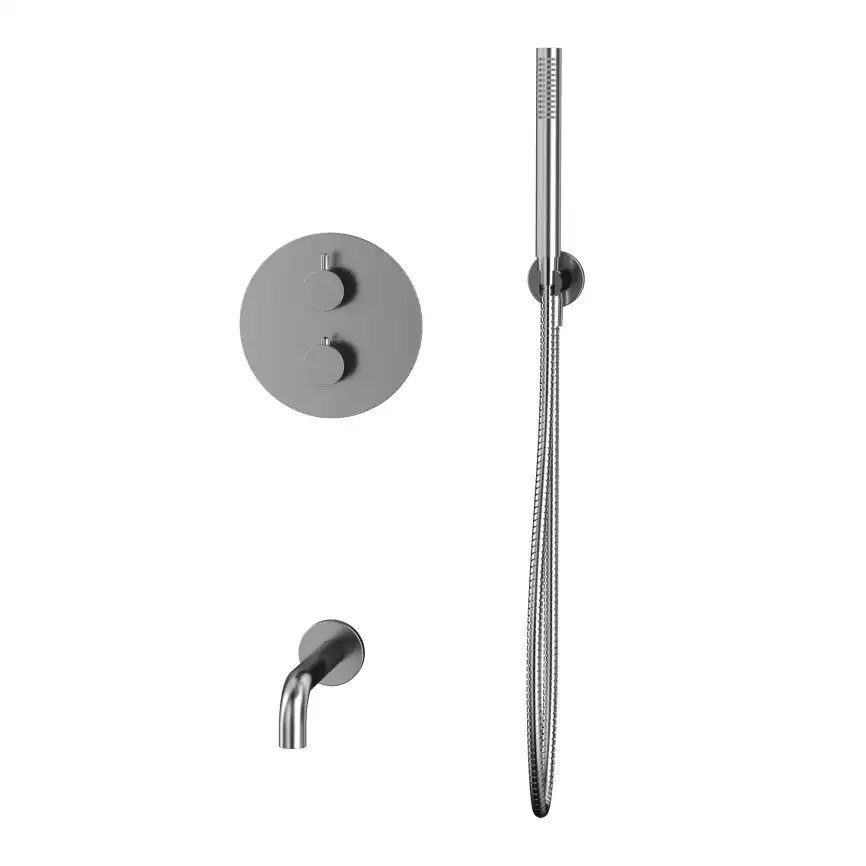 Душевая система для ванны WHITECROSS Y brushed nickel YSET10NIB, термостатическая, скрытого монтажа, Никель брашированный фото 2