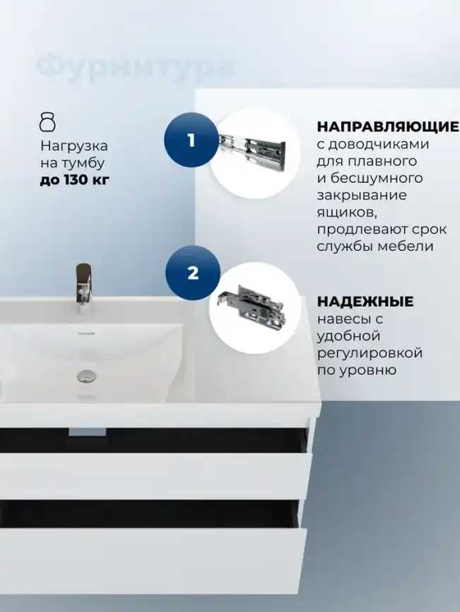 Тумба под раковину Aquanet Nova Lite 2.0 100 белый глянец, левая, 346313 фото 5