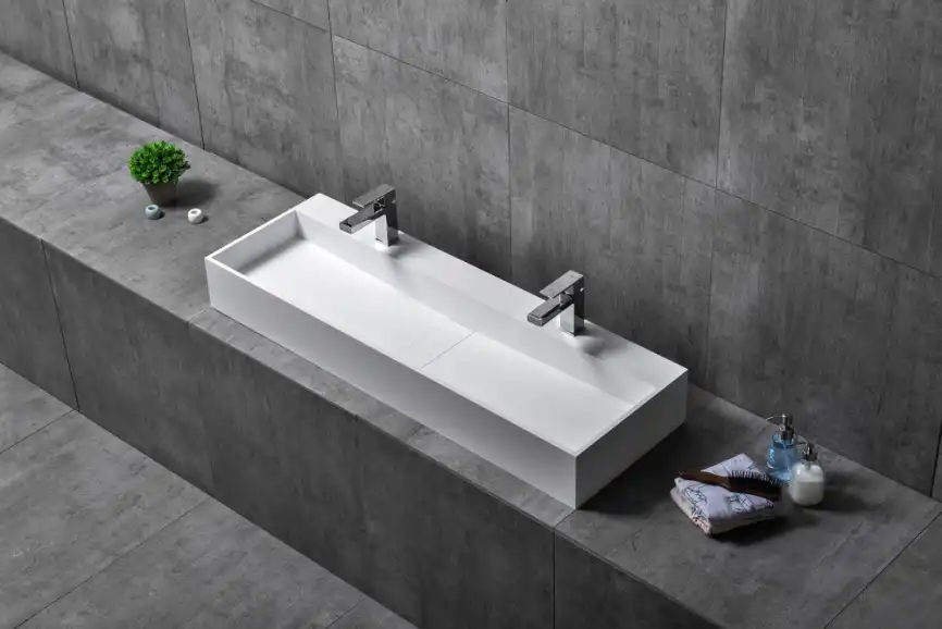 Раковина накладная ABBER STEIN 120х40х15 AS2642, прямоугольная, белая матовая фото 3