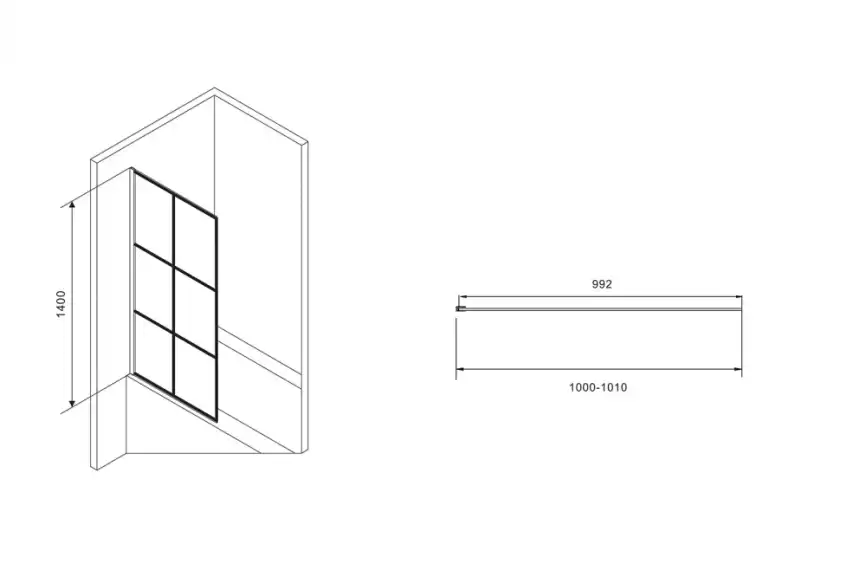 Шторка для ванны Abber Immer Offen 100 см, AG72100B, профиль Черный, стекло Прозрачное фото 3
