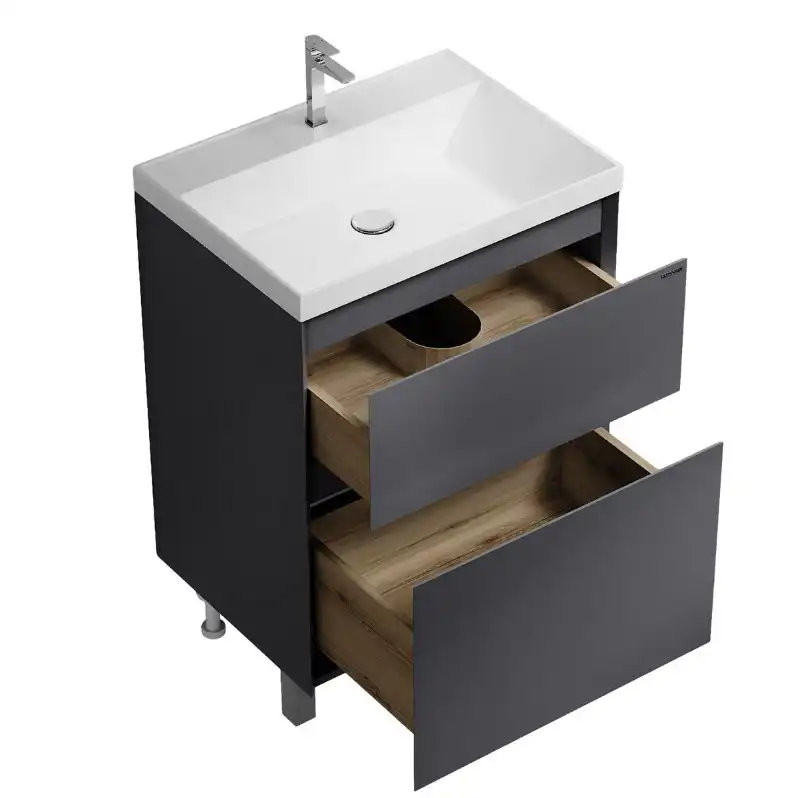 Тумба под раковину Grossman Меркадо 60 напольная, графит матовый (106071) фото 2