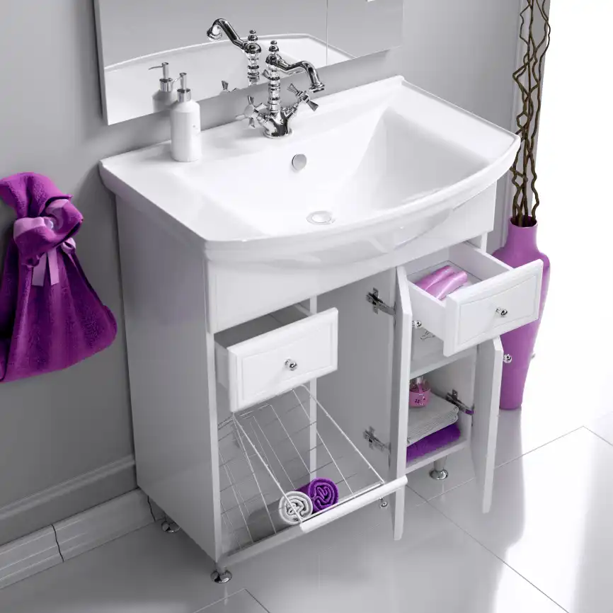 Тумба с раковиной напольная Aqwella Barcelona 85 см, BA0108K, цвет Белый фото 4