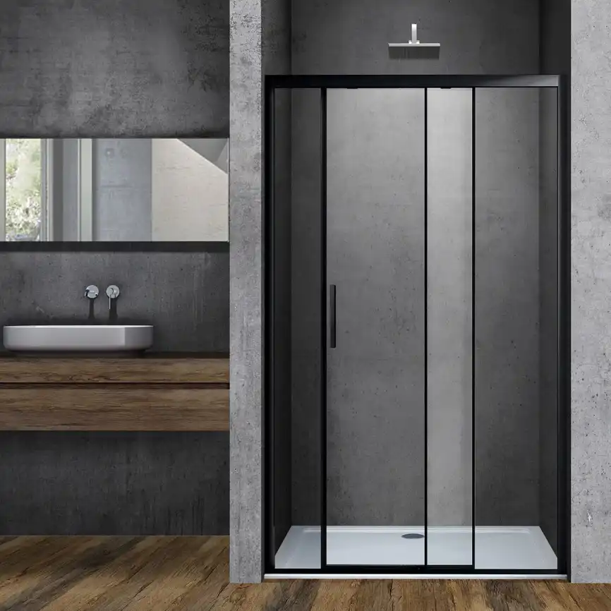 Душевая дверь Vincea SOFT 140 см, VDS-3SO140CLB, профиль Черный, стекло Прозрачное фото 1